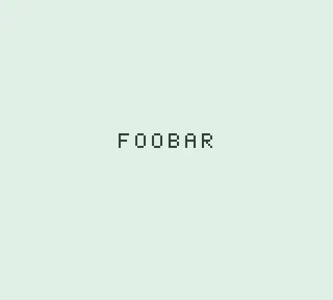 Custom boot ROM displaying FOOBAR on the Game Boy screen